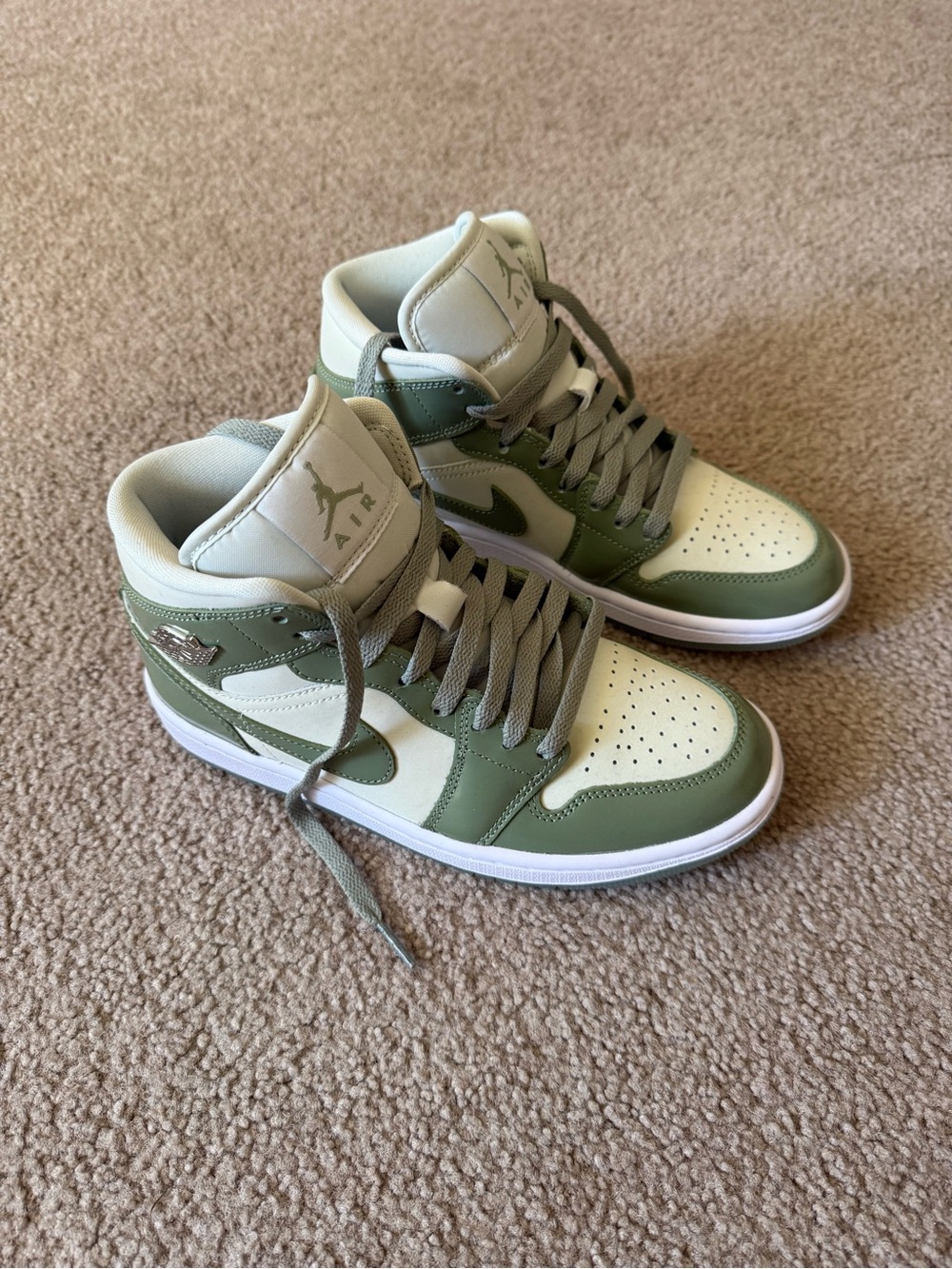 Nike Air Jordan 1 Mid — Olive & Cream Sneakers